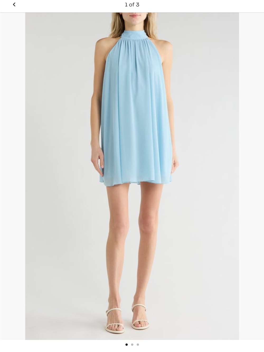 NWT Alice + Olivia Corine Halter Swing Mini Dress - Mineral Blue Size M